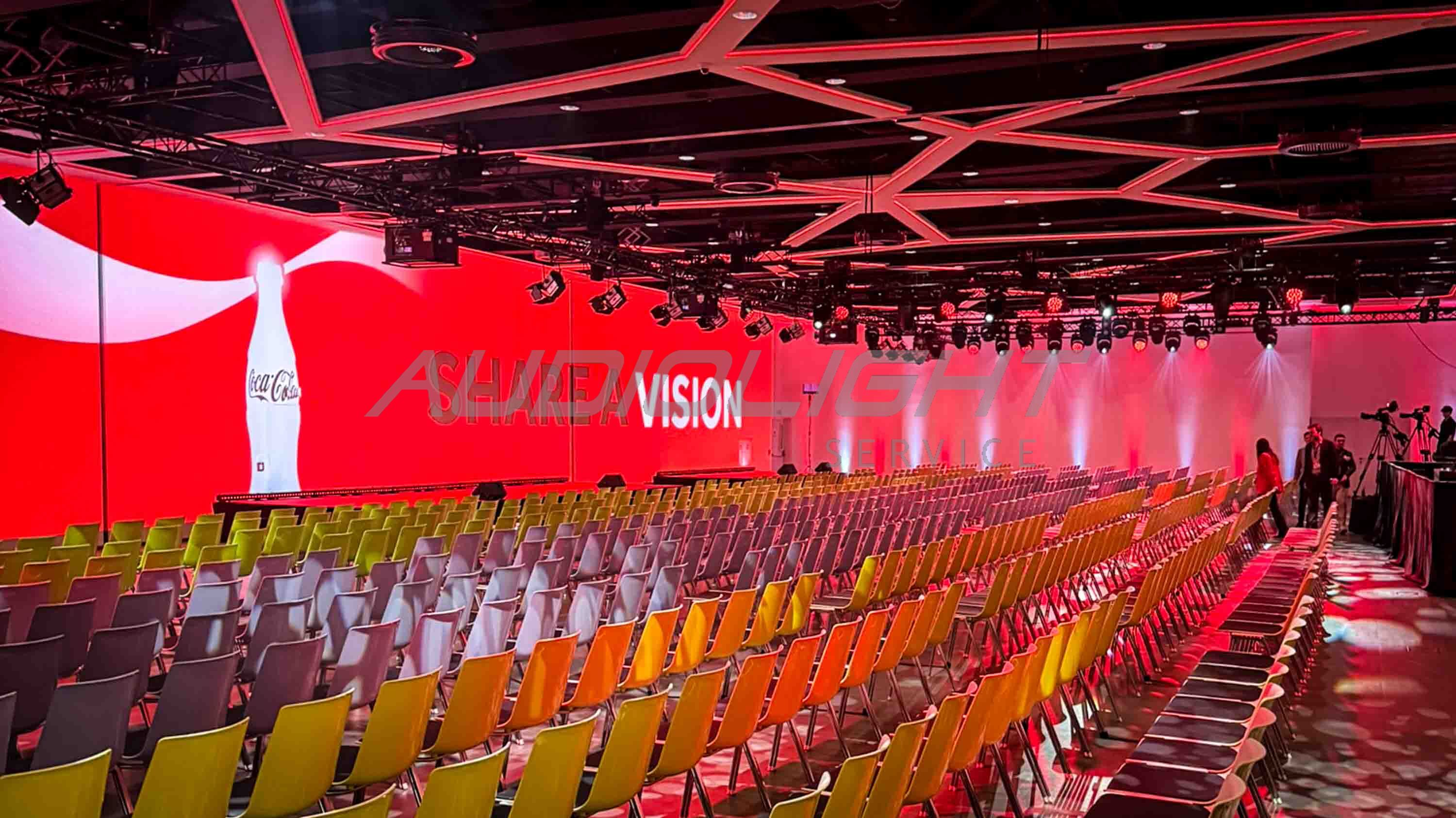large-format 180-degree video projection of the CUbex hall