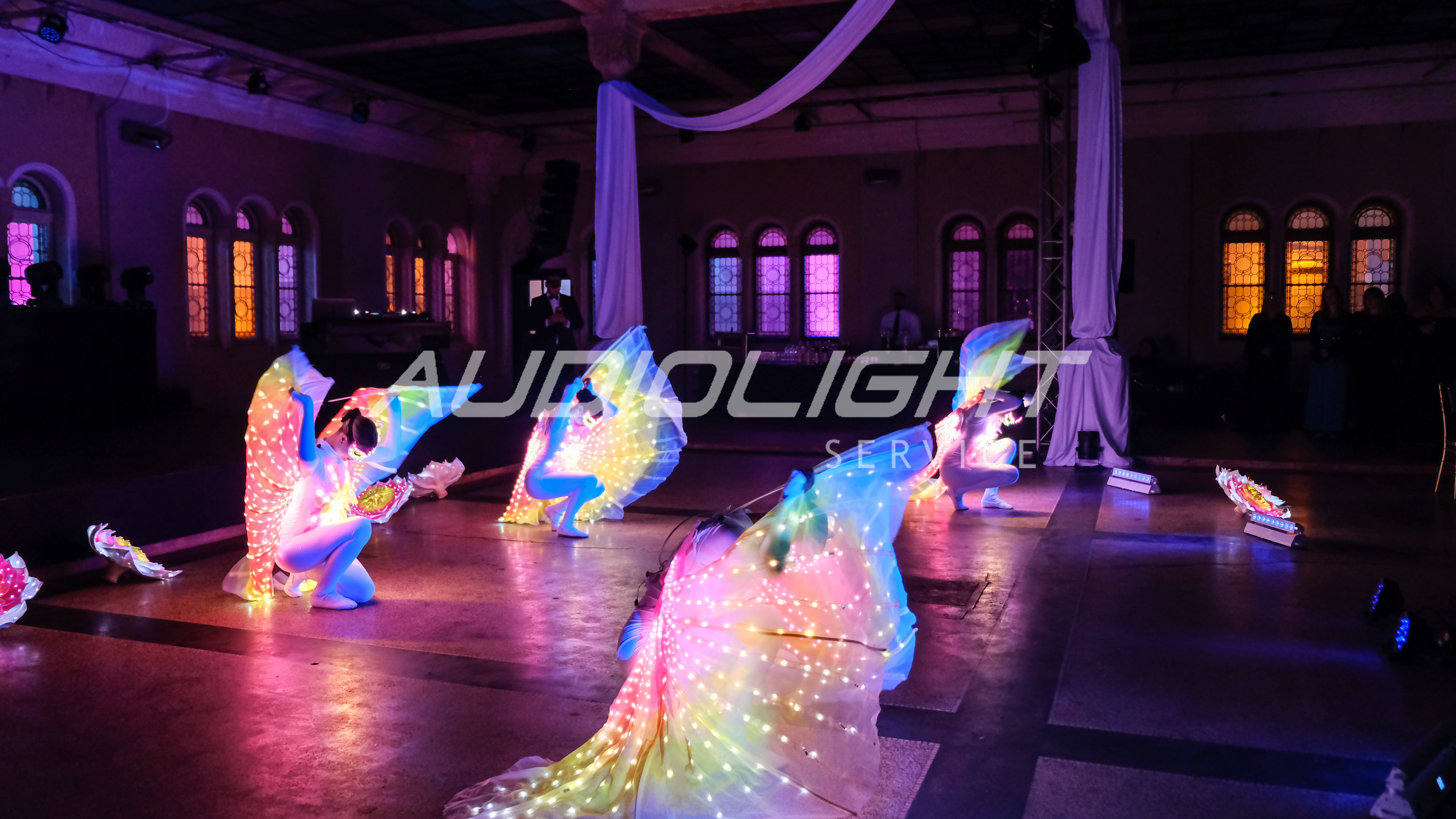 světelná show v kostýmech motýlů